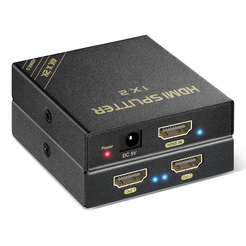 HBAVLINK HDMI Splitter 1 in 2 Out 60Hz - HDCP 2.3, HDR, Dolby Atmos/DTS5.1/7.1 - Compatible with Firestick 4k Max, PS3/PS5 & Elgato HD60s/x/Pro, Apple TV 4K, Retrotink, Roku soundbar, NOT for Phone - Image 1