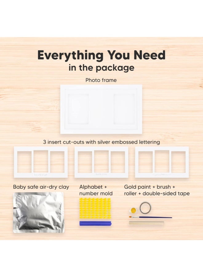 NANAO طقم بصمة يد وقدم الطفل، إطار صور تذكاري للأطفال حديثي الولادة، هدايا للأطفال، هدية مخصصة لمراحل نمو الطفل، ديكور حضانة، هدايا حفلات استقبال المواليد للبنات والأولاد - Image 2