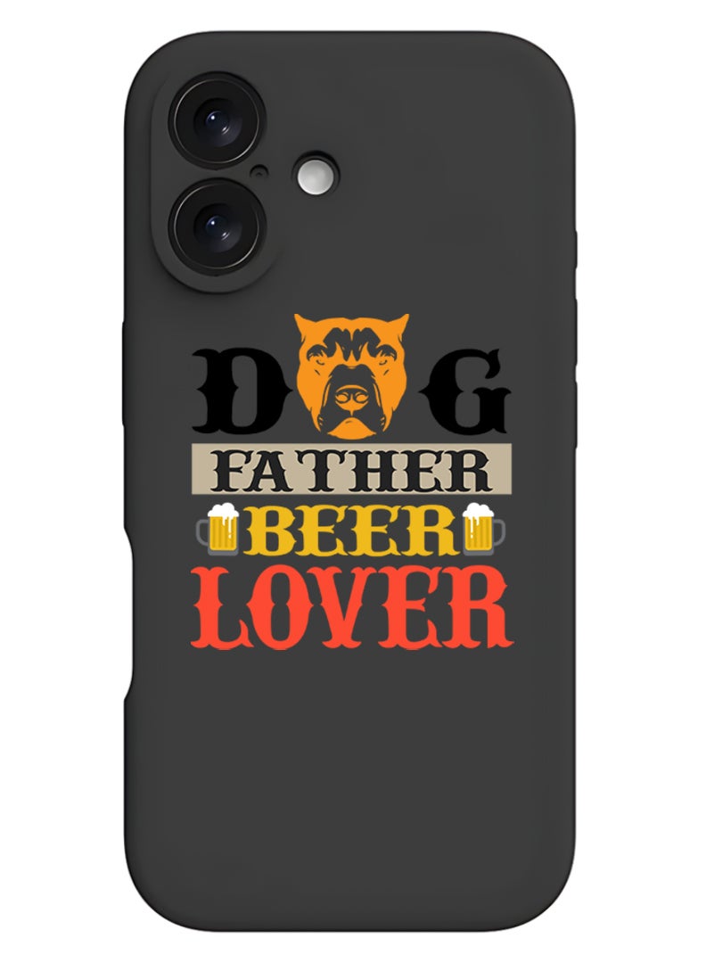 Theodor iPhone 16 Black Protective Slim Fit Case Liquid Silicone Cover with Full Body Protection Anti-Scratch Shockproof Case For iPhone - Dog mom - Image 1