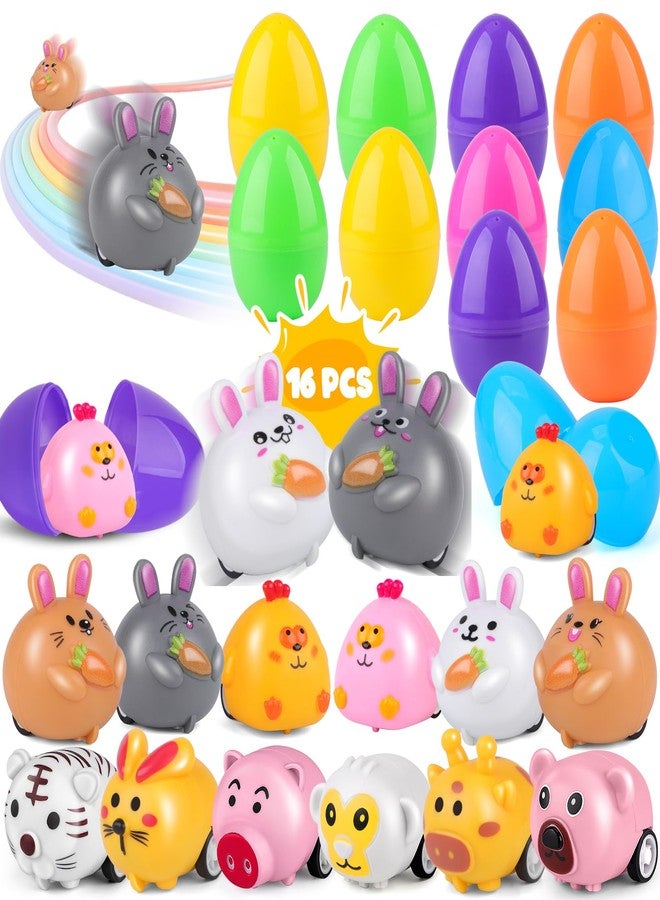 nicknack 16PCS Prefilled Easter Eggs with Toys Cars for Kids,Easter Basket Stuffers Easter Egg with Pull Back Car Inside Easter Eggs for Toddlers Filled Toddlers 1-3 Boys Girls Classroom Prize 3-8 - Image 1