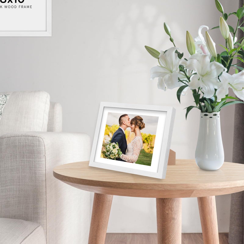 puthiac 8x10 White Oak Wood Picture Frame -8""x10"" Frame Wood  8""x10"" Natural Solid Wood Poster Frames for Wall Art Photo and Prints (3 Pack  White) - Image 5