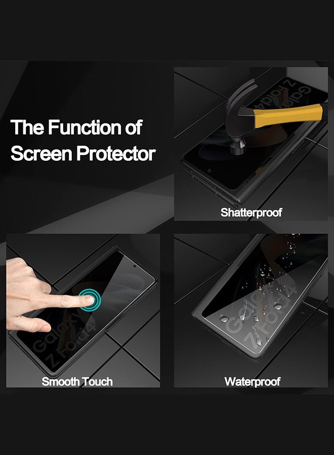 Tersely [2+2 Pack] 9H Tempered Glass Privacy Screen Protector for Samsung Galaxy Fold 5, Anti Scratch, Full Cover, Easy Install, 2 Pack Privacy Screen Protector and 2 Pack Camera Lens Protector - Image 2