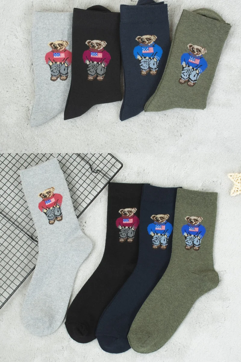 بي جي كي Unisex 4-pack Teddy Bear Socks
