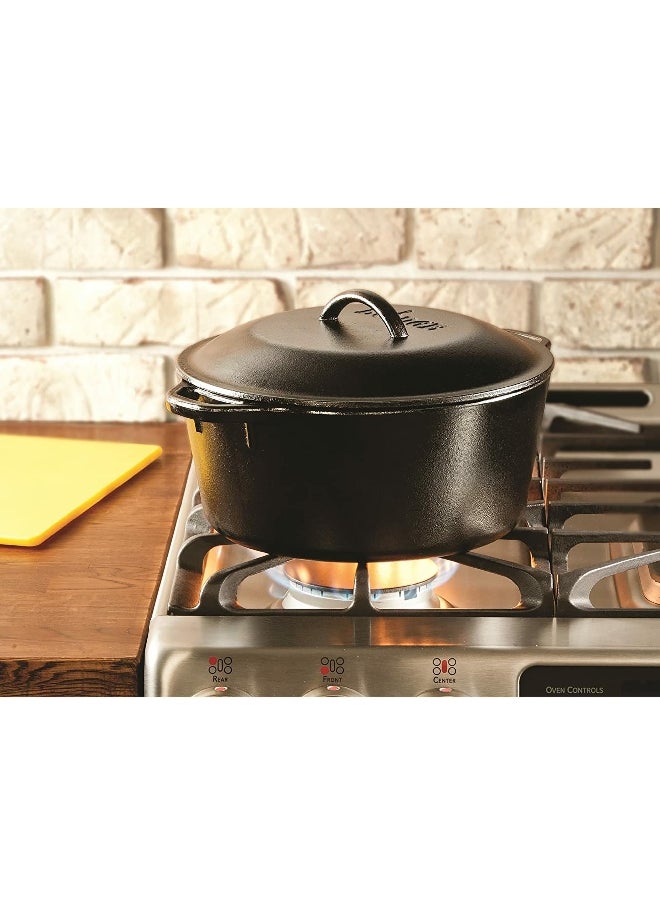 LODGE - Side Loop Handle Cast Iron Dutch Oven with Lid Black 4.73 L L8DOL3 - Image 1