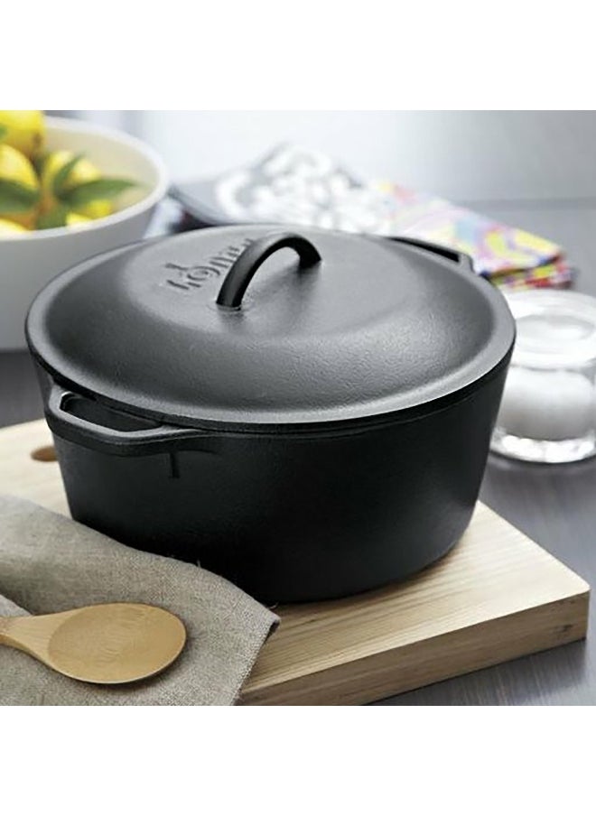 LODGE - Side Loop Handle Cast Iron Dutch Oven with Lid Black 4.73 L L8DOL3 - Image 1