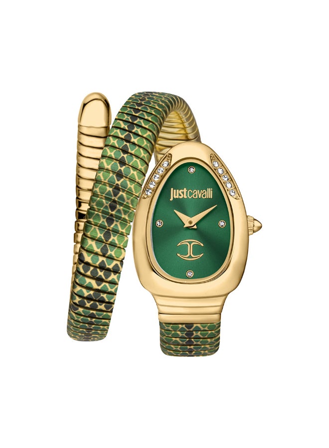 Just Cavalli ساعة JUST CAVALLI النسائية بمينا خضراء من الجلد الصناعي Pelle Solo Analog - JC1L251M0035 - Image 1