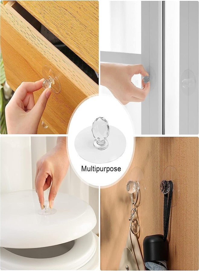 EXOFLY Cabinet Drawer Pull Knobs Self Adhesive Clear Acrylic Crystal Shaped Pulls Handles Knobs for Wardrobe Kitchen Cupboard Bathroom Dresser Furniture Door Window (Pack of 4) - Image 5