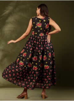 Sleeveless floral printed tier dress- black - pzsku/Z171D6C55CB7F726E4FFEZ/45/_/1740150940/1d2f6a37-1a01-4272-b406-40f717117816