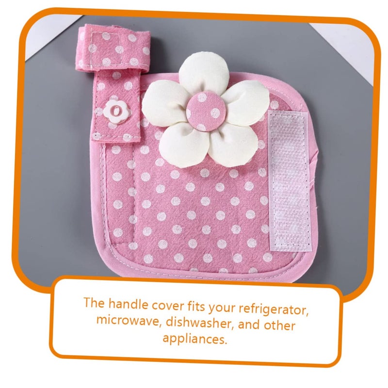 Pink Refrigerator Door Handle Cover Cotton Fabric Protector Soft Touch Fingerprint Resistant - Image 4