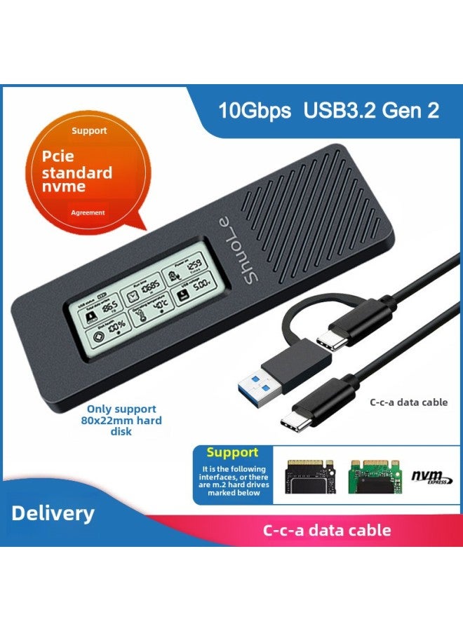 Hard Disk Box NVME/NGFF Dual Protocol Solid State Mobile Hard Disk Shell Intelligent Digital Display Health Detection Typec3.2-Color:SL-TP16-P Screen Display Full Metal NVME Protocol Hard Disk Box With C- C- A10G Data Cable - Image 1