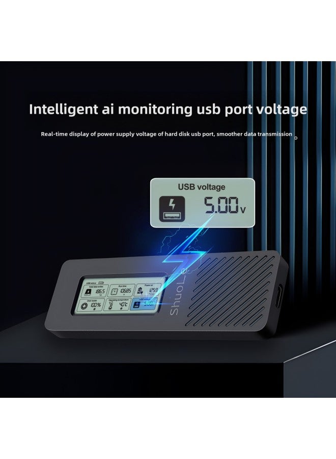 Hard Disk Box NVME/NGFF Dual Protocol Solid State Mobile Hard Disk Shell Intelligent Digital Display Health Detection Typec3.2-Color:SL-TP16-P Screen Display Full Metal NVME Protocol Hard Disk Box With C- C- A10G Data Cable - Image 5