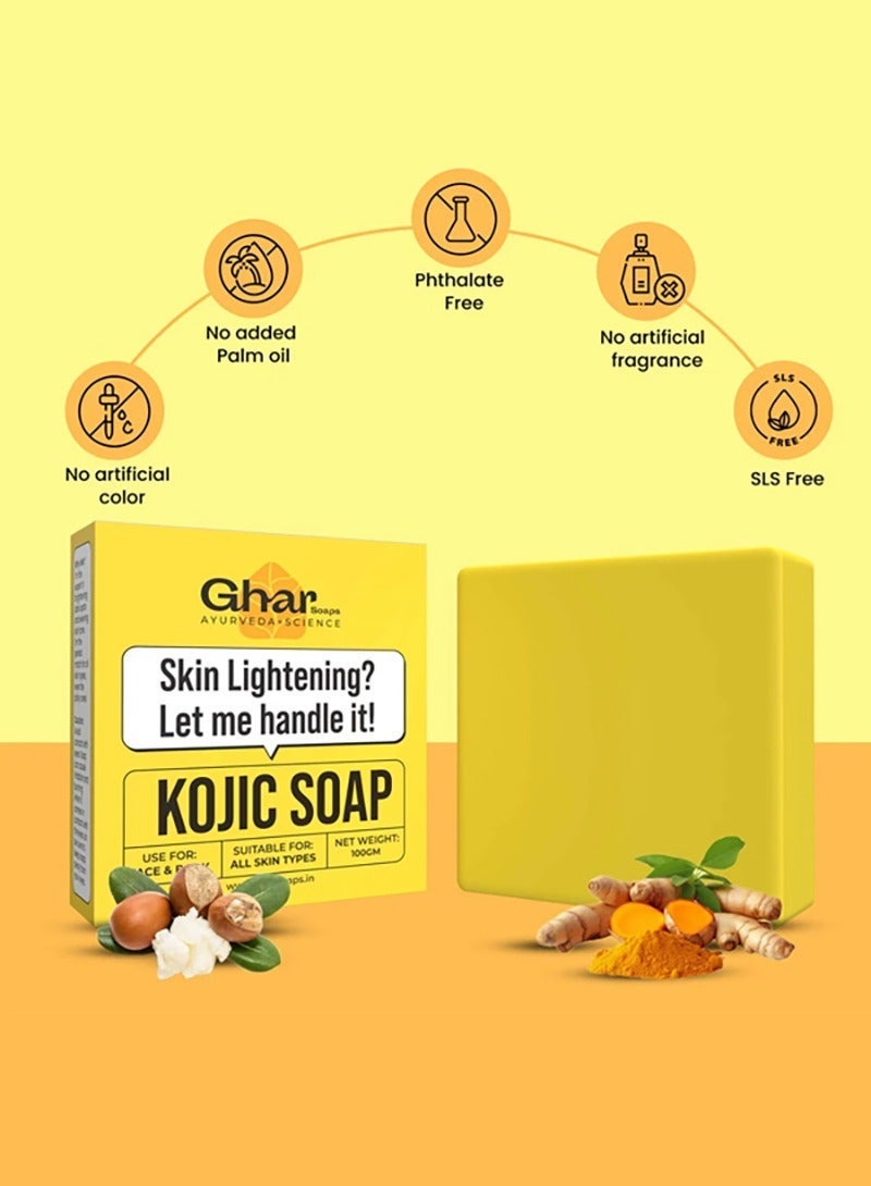 Ghar Soap 2% Anti-Acne Face Wash with Salicylic Acid & Neem | Natural & Herbal Cleanser for Acne-Prone Skin | Sulphate-Free Face Wash for Men & Women (100 ml) & GHAR SOAPS Kojic Acid 2 % Soap with Niacinamide Bundle - Image 3