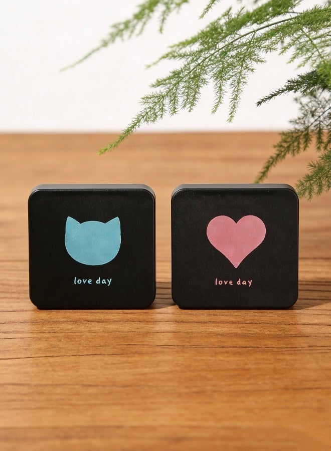 2 قطعة من مرايا المكياج الجيبية القابلة للطي مع نمط قلب وقطة مرايا مدمجة محمولة لحقيبة المكياج والمحفظة والسفر - Image 3