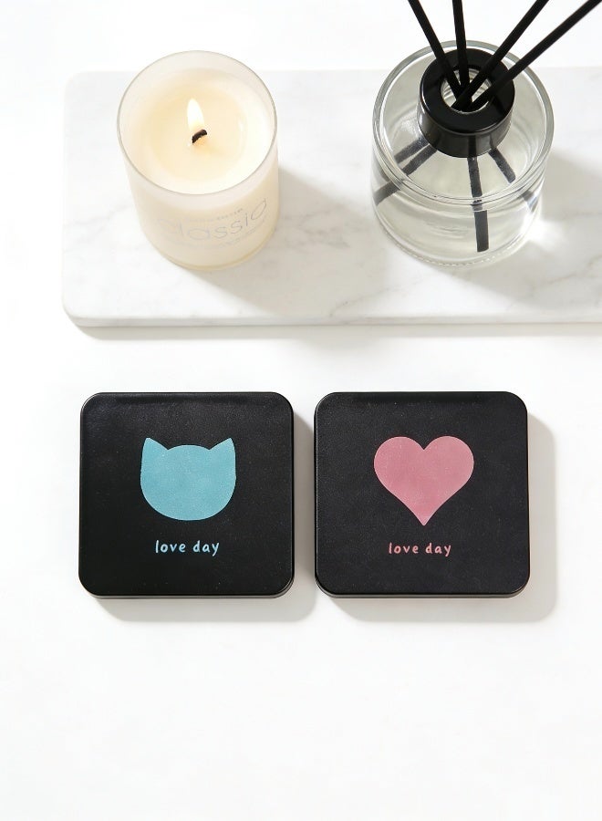 2 قطعة من مرايا المكياج الجيبية القابلة للطي مع نمط قلب وقطة مرايا مدمجة محمولة لحقيبة المكياج والمحفظة والسفر - Image 2