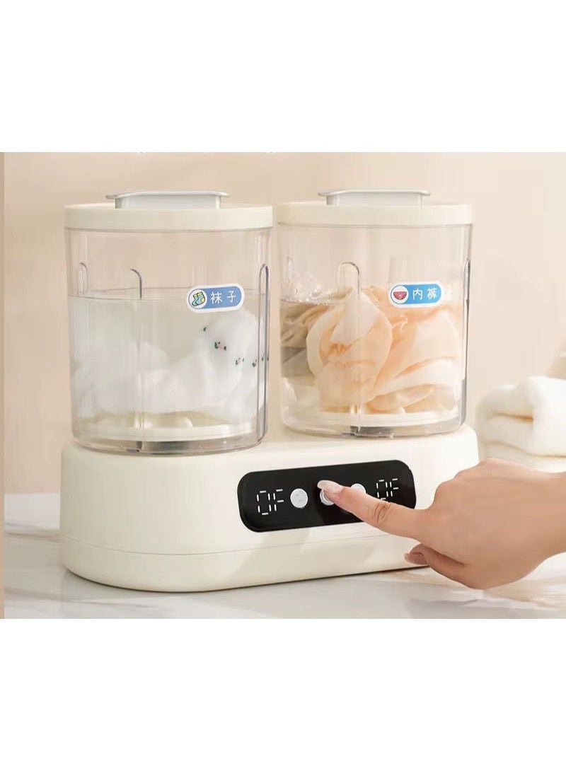 غسالة ملابس صغيرة محمولة بحوضين – غسالة ونشافة نصف أوتوماتيكية موفرة للمساحة - Image 1