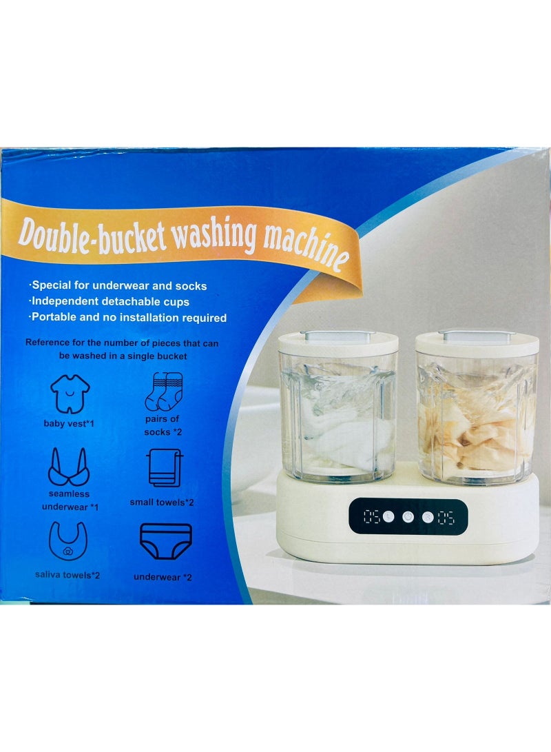 غسالة ملابس صغيرة محمولة بحوضين – غسالة ونشافة نصف أوتوماتيكية موفرة للمساحة - Image 3