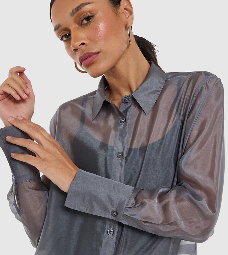 بي سي بي جي BCBG Sheer Organza Shirt