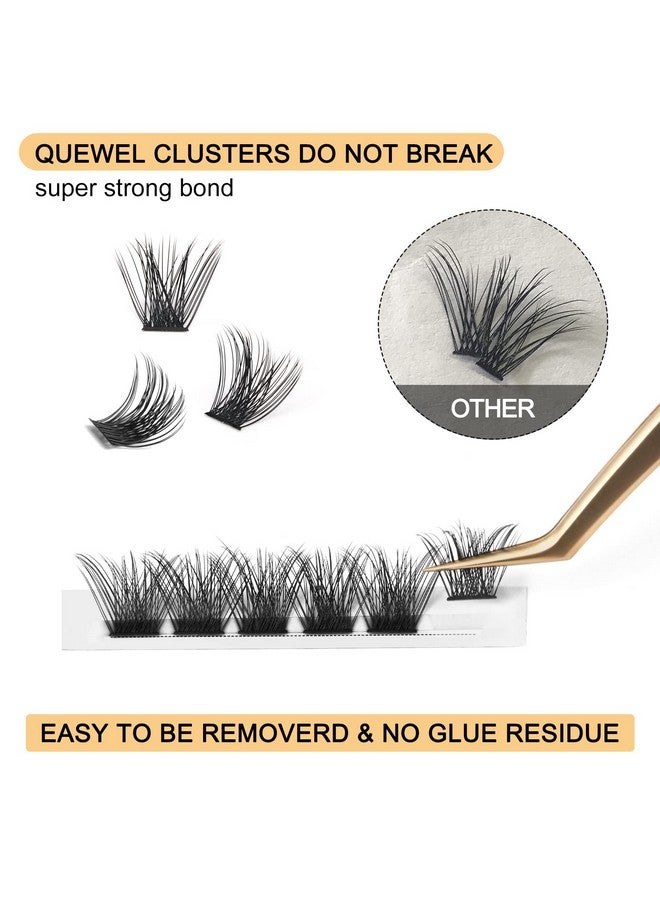 QUEWEL Cluster Lashes 72 Pcs Wide Stem Individual Lashes C/D Curl 8 16Mm Length Diy Eyelash Extension False Eyelashes Natural&Mega Styles Soft For Personal Makeup Use At Home (Mega D 14) - Image 4