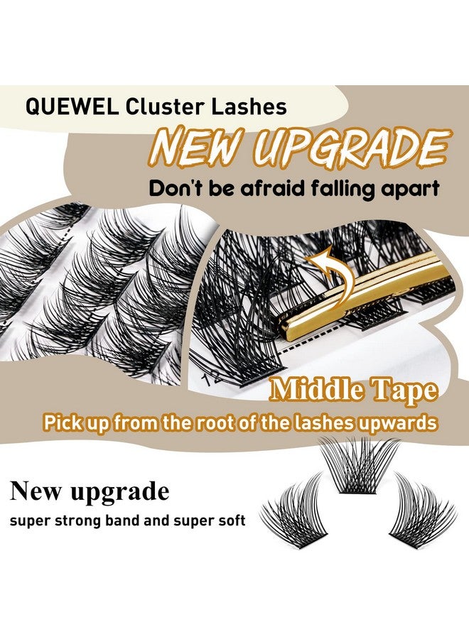 QUEWEL Cluster Lashes 72 Pcs Wide Stem Individual Lashes C/D Curl 8 16Mm Length Diy Eyelash Extension False Eyelashes Natural&Mega Styles Soft For Personal Makeup Use At Home (Mega D 14) - Image 3