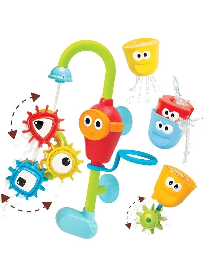 Yookidoo Bay Bath Toddler Toys (Ages 1-3) - 3 Stackable Cups, Spinning Gears, Hose & Spout for Water Play - Mold Free - Suction Cups Attach to Any Bath Tub or Shower - Spin N Sort Spout Pro - Image 2