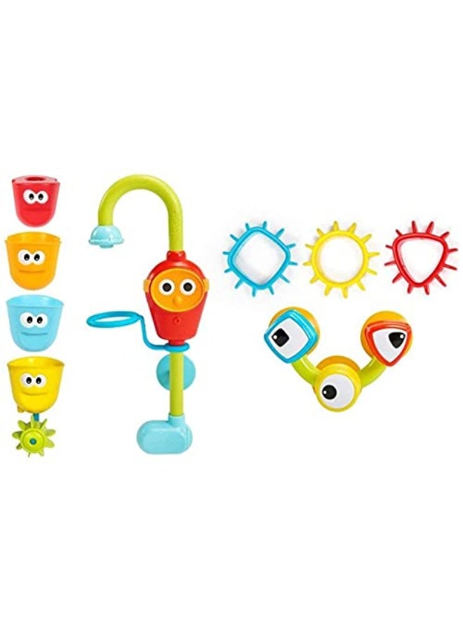 Yookidoo Bay Bath Toddler Toys (Ages 1-3) - 3 Stackable Cups, Spinning Gears, Hose & Spout for Water Play - Mold Free - Suction Cups Attach to Any Bath Tub or Shower - Spin N Sort Spout Pro - Image 5