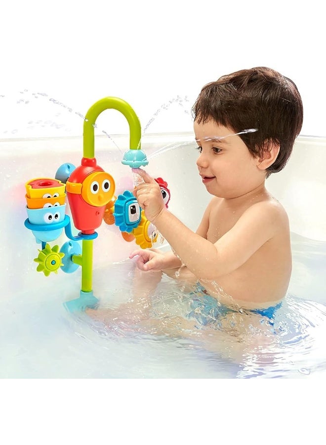 Yookidoo Bay Bath Toddler Toys (Ages 1-3) - 3 Stackable Cups, Spinning Gears, Hose & Spout for Water Play - Mold Free - Suction Cups Attach to Any Bath Tub or Shower - Spin N Sort Spout Pro - Image 4