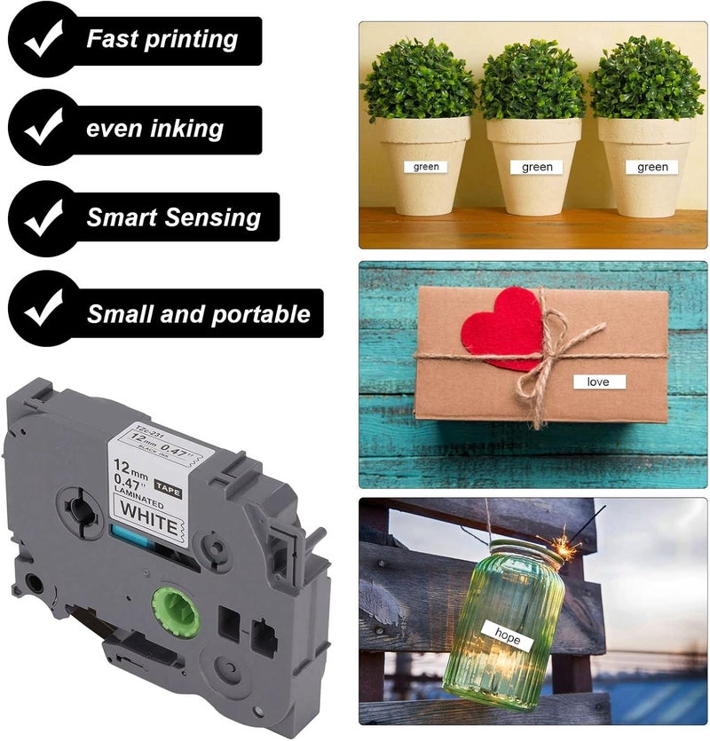 cheekyglo Label Maker Tape 12mm x 8M for TZC231 Label Tape Label Maker Refills with Waterproof Cover Strong Adhesive for Plaques Instruction Labels(1 Piece)1 Piece - Image 2