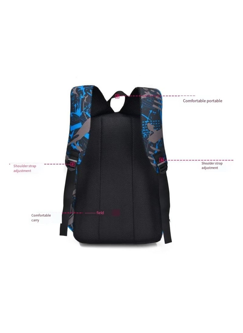 SIJINIAO - 3-piece blue/black/brown printed backpack set - Image 1