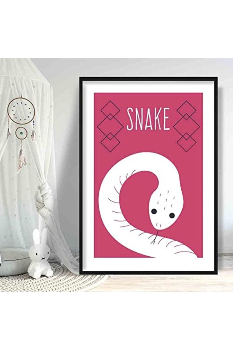 Artze Wall Art ملصق فن الجدار أرتزي ثعبان اسكندنافي هندسي لحضانة، حجم A3، وردي زاهي - Image 2