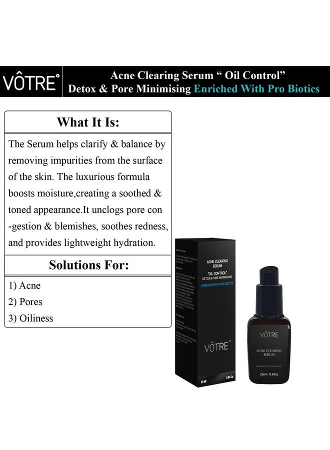 Votre Acne Clearing Serum “Oil Control” Detox & Pore Minimising, Enriched With Pro Biotics - Image 2