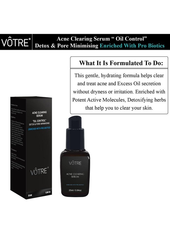 Votre Acne Clearing Serum “Oil Control” Detox & Pore Minimising, Enriched With Pro Biotics - Image 3