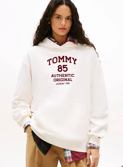 TOMMY JEANS 1985 Flock Logo Oversized Hoody