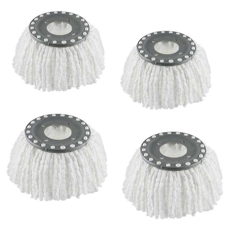 4 Premium Replacement Mop Heads Refills Compatible for Hurricane Spin Magic Mop Head fits 63 Standard Replacement Round Spin Mop Heads Microfiber Inner Hole 25 Only Machine Washable White