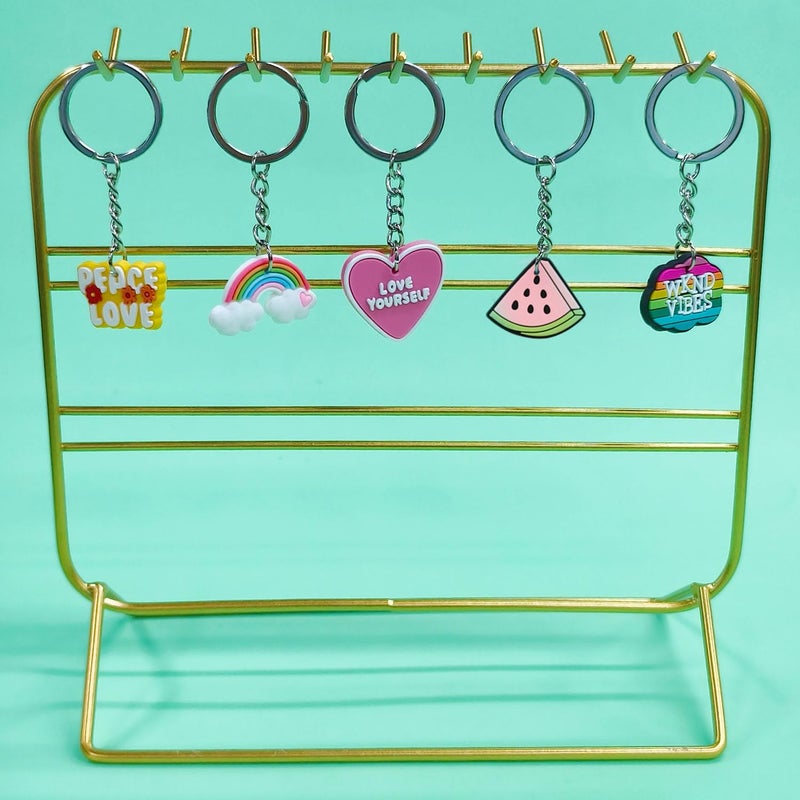 Gibleitz 50pcs Random Different Keychains,Mixed Non-Repeat Cute Key Chain for Classroom Prizes Students Incentives Holiday Gifts Party Favors - Image 3
