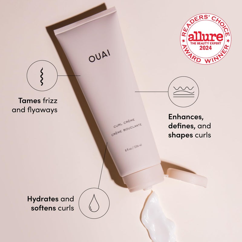OUAI Curl Cream - Curl Defining Cream with Chia & Linseed Oil - Enhances Definition, Hydration & Shine - Tames Frizz & Protects from Humidity - Silicone-Free Curly Hair Products for Women (8 oz) - Image 4