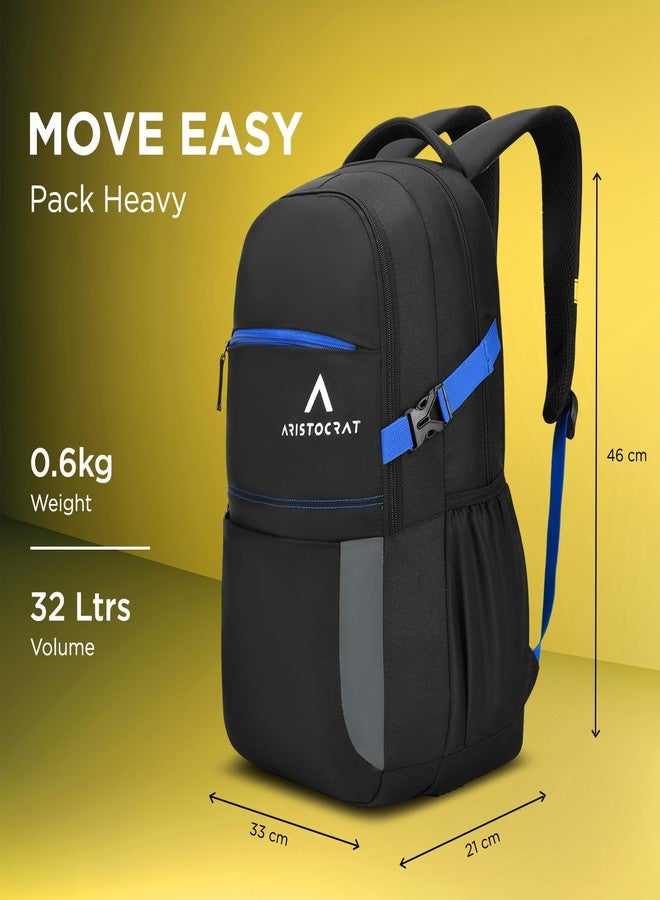 Aristocrat Smash Formal Backpack 32 Liters with Laptop Compartment for Men & Women with Bottle Pocket, Rain Cover Organiser Trolley Sleeve, Padded Back & Shoulder Strap (Black) - Image 4