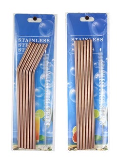 12-Piece Rose Gold Stainless Steel Drinking Straw Set Silver Set of 6 Straight and 6 Bent with 2 Cleaning Brushes, Perfect for Smoothies, Milkshakes, Tea, Juice, Dishwasher Safe - pzsku/Z171DD2011890AFDF9A28Z/45/_/1736499617/687cf307-b9ca-47ef-9674-906b81ee3763