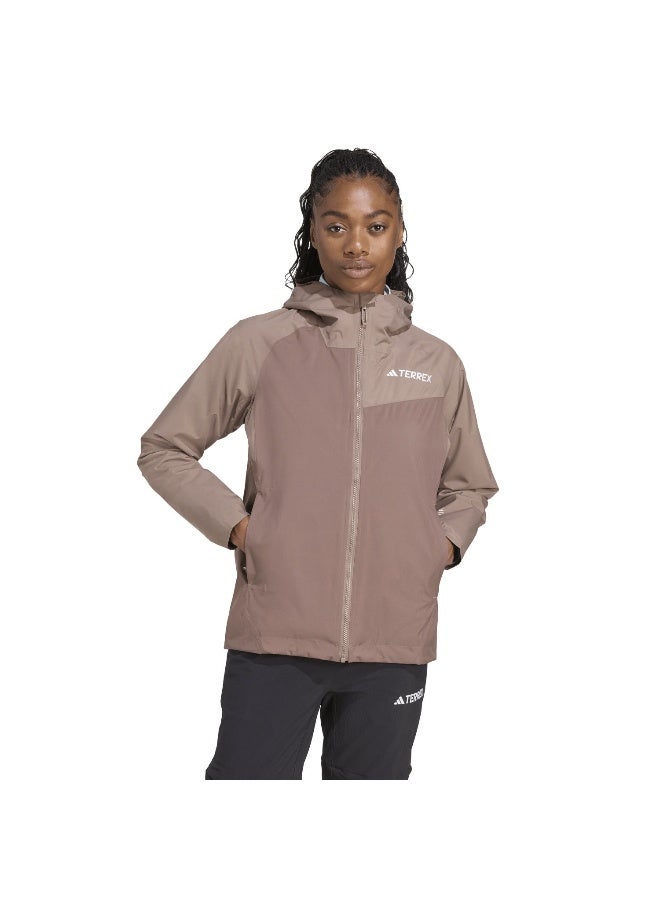 Adidas W Mt 2L Rain Jk Brown Hiking Jackets For Women XS - Image 2