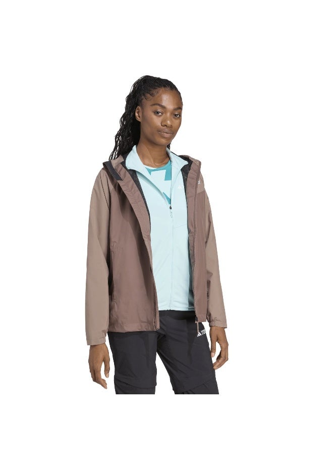 Adidas W Mt 2L Rain Jk Brown Hiking Jackets For Women XS - Image 4