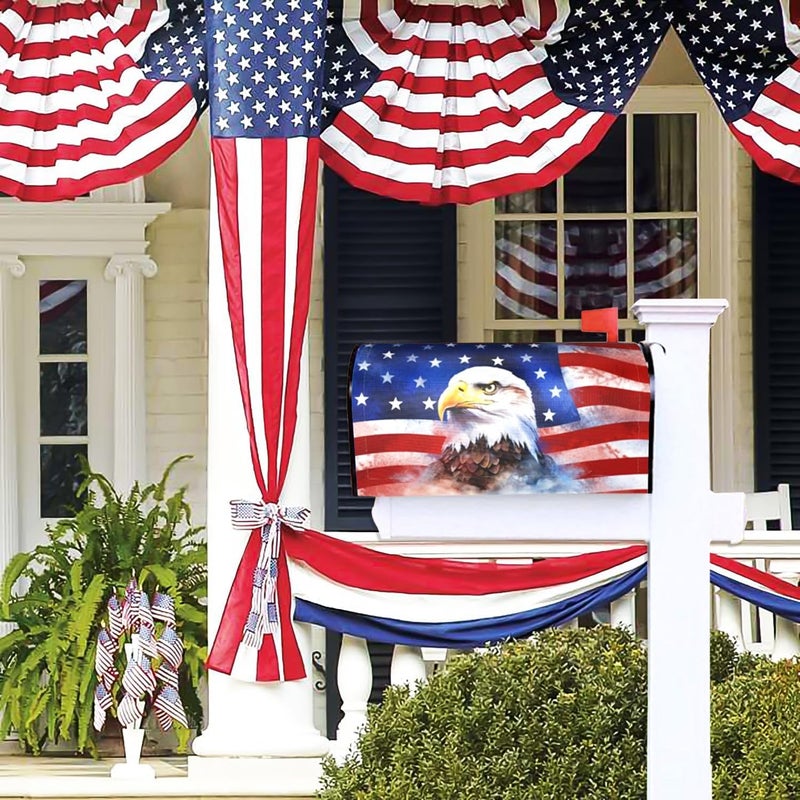 ARKUKT Patriotic Eagle American Flag 4th of July Independence Day Mailbox Cover Magnetic Welcome Memorial Day Mailbox Wraps Post Letter Box Cover for Garden Yard Home Decor Standard Size 21" x 18" - Image 2
