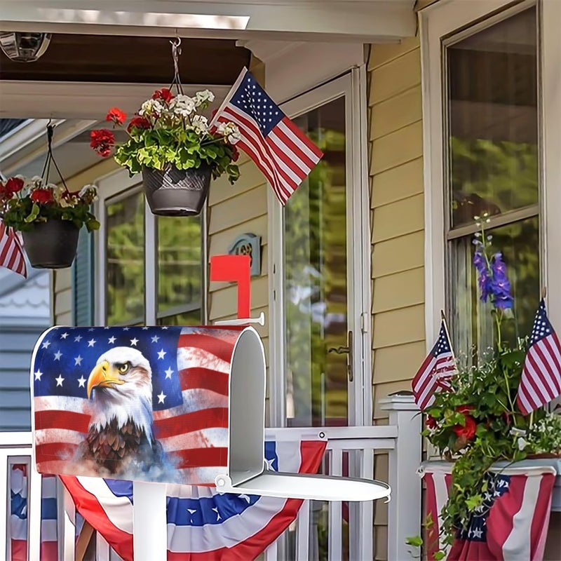 ARKUKT Patriotic Eagle American Flag 4th of July Independence Day Mailbox Cover Magnetic Welcome Memorial Day Mailbox Wraps Post Letter Box Cover for Garden Yard Home Decor Standard Size 21" x 18" - Image 5