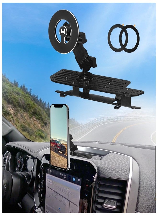 WXRYLYN 2024 2025 Ram Metal Dash Mount Magnetic Phone Holder for 2019-2025 Ram 1500 2500 3500 TRX Metal Dash Platform Phone Mount 2025 Cell Phone Mount - Image 1