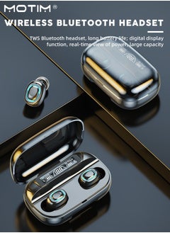 Motim Binaural TWS Bluetooth Earphones, Mini Sports Running Earbud, HiFi Stereo, Long Playtime, LED Battery Display Charging Case, IPX5 Waterproof, Earphone Noise Cancellation in-Ear Earphones  - Image 2