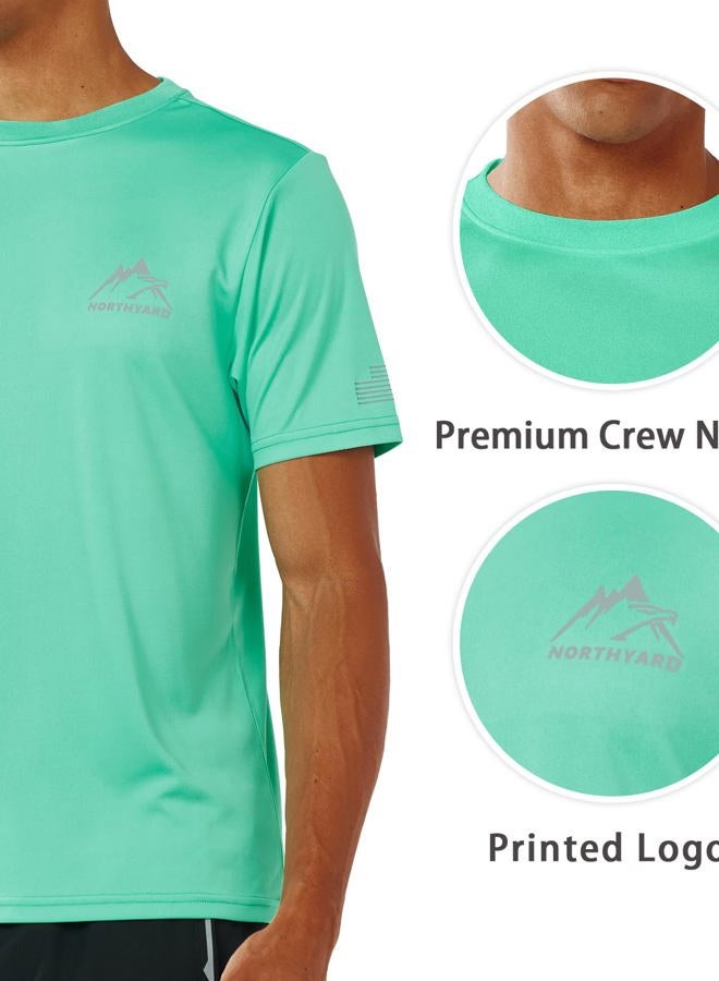 NORTHYARD Men's UPF 50+ Sun Protection Shirt Short Sleeve Swim Rash Guard SPF UV Athletic Workout Running T-Shirt, Mintgreen, L - Image 5
