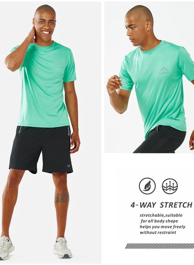 NORTHYARD Men's UPF 50+ Sun Protection Shirt Short Sleeve Swim Rash Guard SPF UV Athletic Workout Running T-Shirt, Mintgreen, L - Image 3