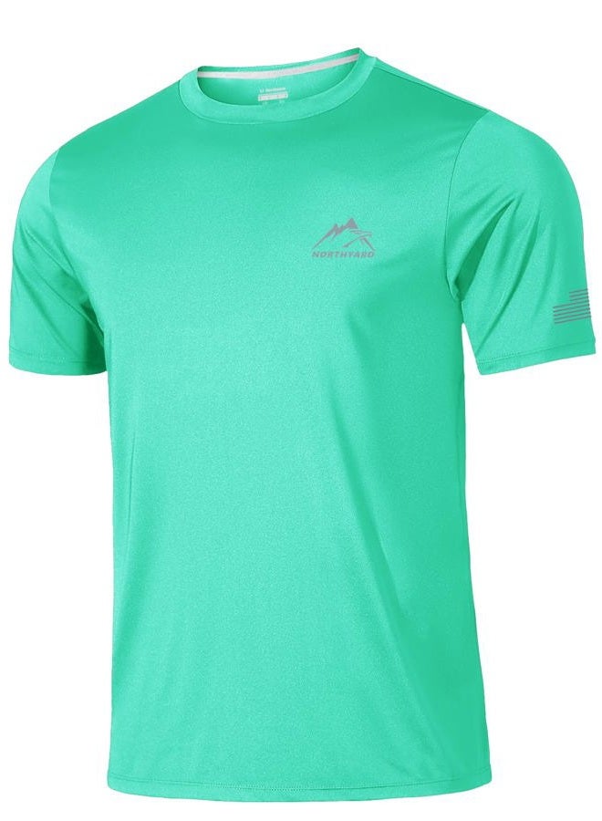 NORTHYARD Men's UPF 50+ Sun Protection Shirt Short Sleeve Swim Rash Guard SPF UV Athletic Workout Running T-Shirt, Mintgreen, L - Image 1