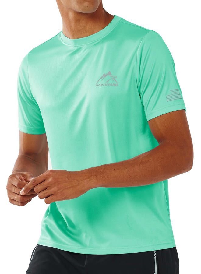 NORTHYARD Men's UPF 50+ Sun Protection Shirt Short Sleeve Swim Rash Guard SPF UV Athletic Workout Running T-Shirt, Mintgreen, L - Image 2