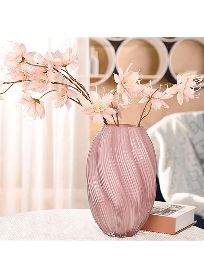 إيروريكس مزهرية زجاجية حديثة من الكريستال القزحي مزهرية زجاجية للديكور المنزلي مزهريات زهور كبيرة حديثة مصنوعة يدويًا لقطع مركزية الزفاف والمكتب وغرفة المعيشة (وردي) - Image 1