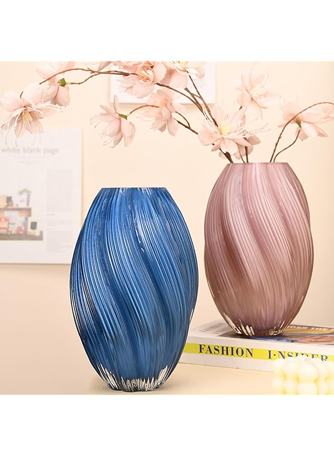 إيروريكس مزهرية زجاجية حديثة من الكريستال القزحي مزهرية زجاجية للديكور المنزلي مزهريات زهور كبيرة حديثة مصنوعة يدويًا لقطع مركزية الزفاف والمكتب وغرفة المعيشة (وردي) - Image 5