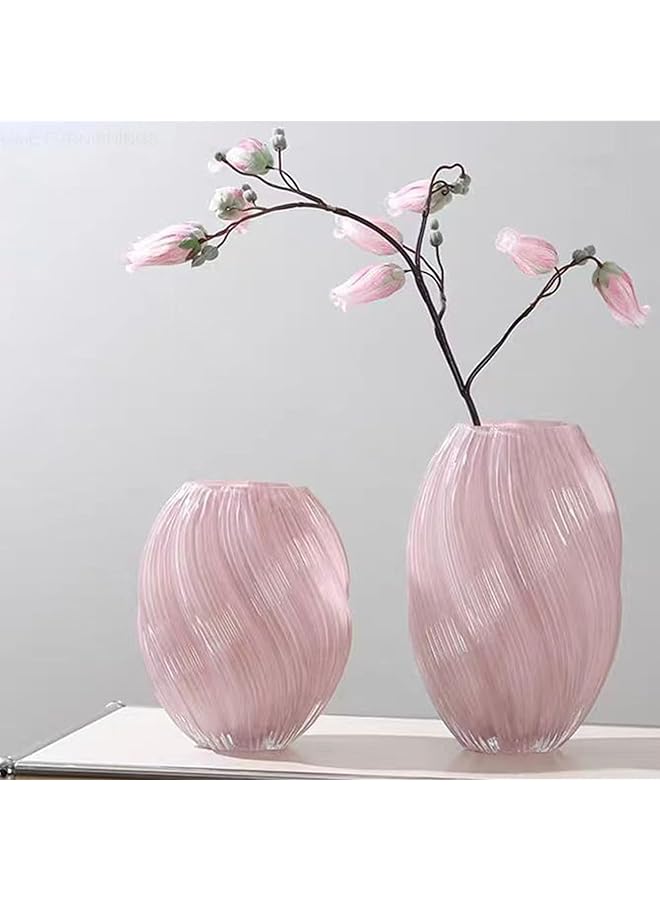 إيروريكس مزهرية زجاجية حديثة من الكريستال القزحي مزهرية زجاجية للديكور المنزلي مزهريات زهور كبيرة حديثة مصنوعة يدويًا لقطع مركزية الزفاف والمكتب وغرفة المعيشة (وردي) - Image 4